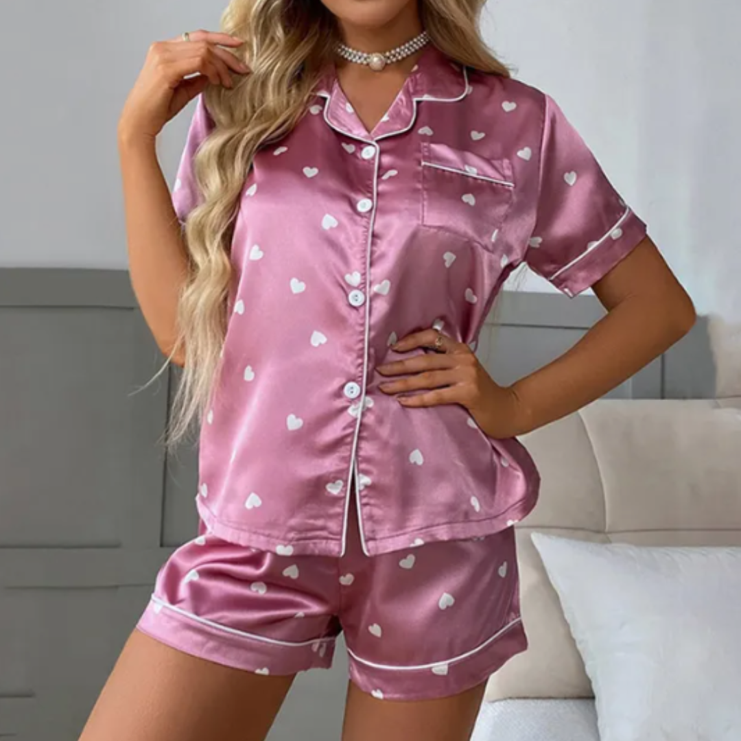 Sweet Heart Satin Short Pyjamas